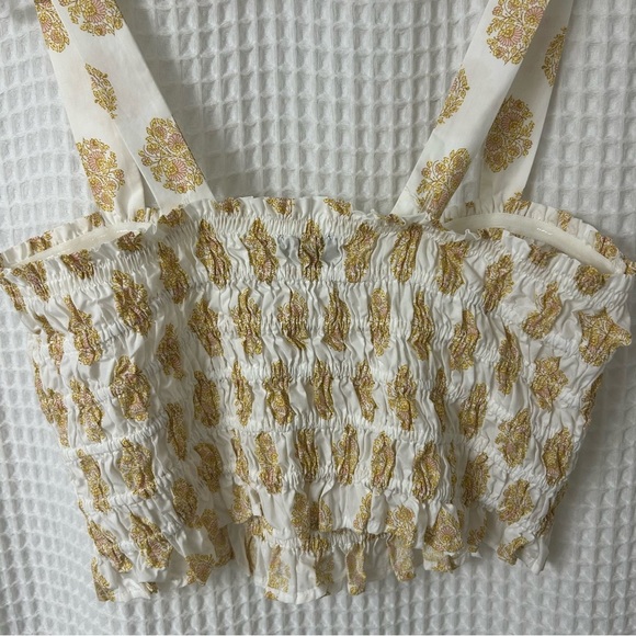 J. Crew Smocked Tube Top Gathered Floral Block Print Size Large - Picture 10 of 11